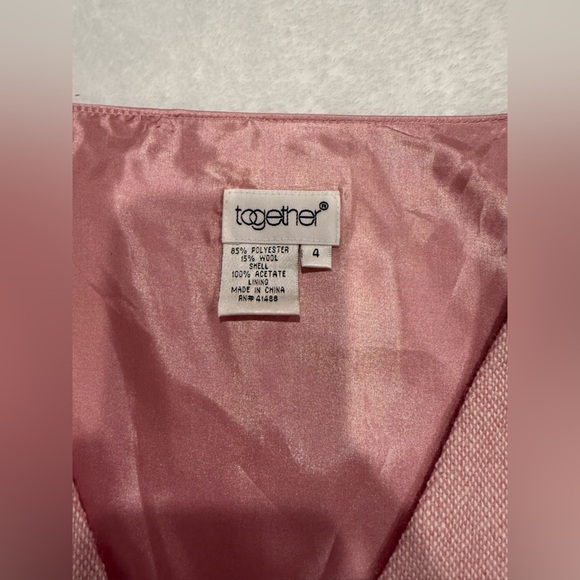 Together Blush Pink Tailored Vest Size 4 Wool Blend Button Front Coquette Chic - Picture 7 of 7